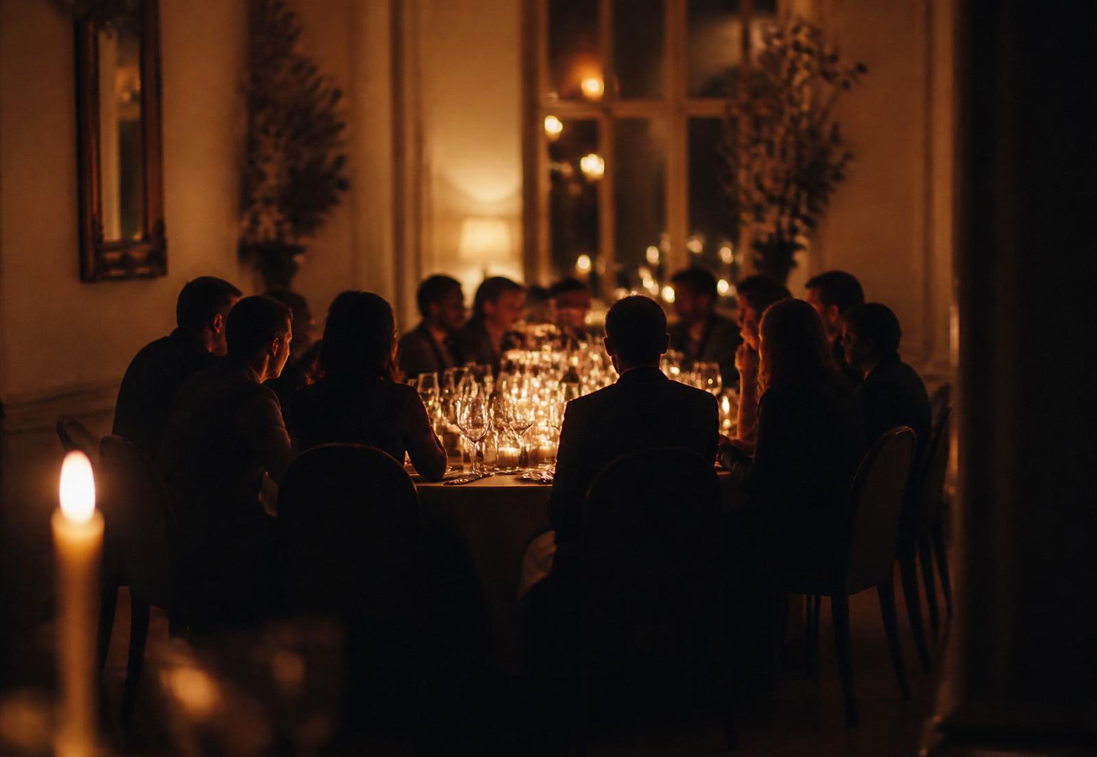 Private gathering in warm candlelight